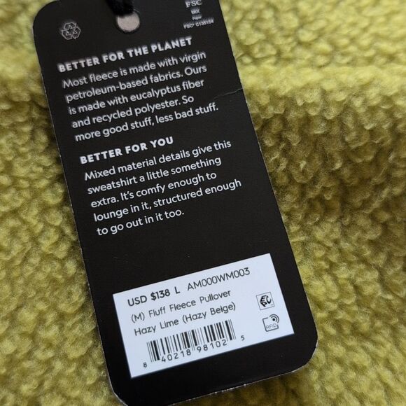 NWT Allbirds Fluff Fleece Snap Pullover Hazy Lime Beige Size L - Picture 4 of 10